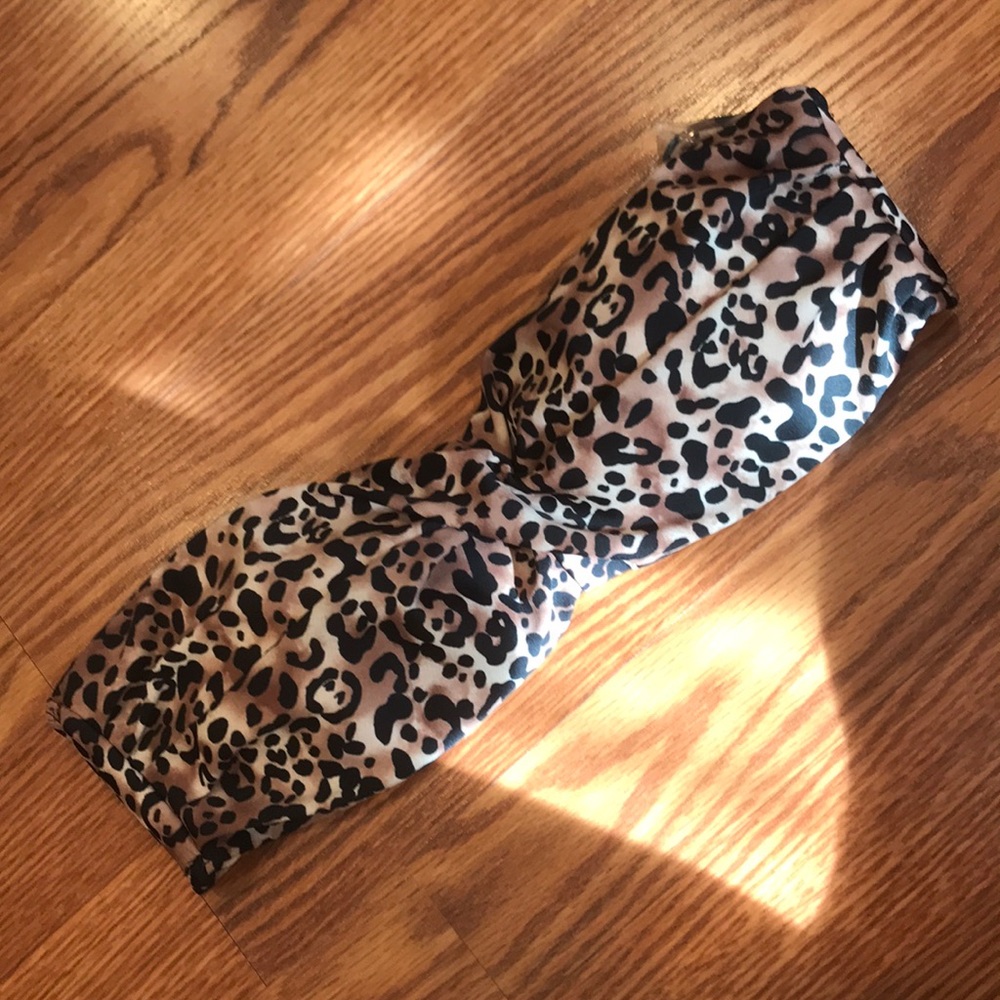 Cheetah Print Strapless Bikini Top